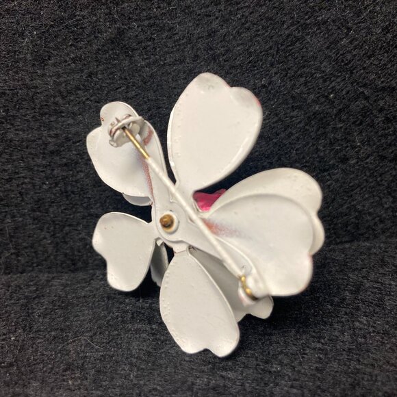 Vintage  Layer Hippy Mod Retro 60's Enamel Flower Pin Brooch - Picture 4 of 9